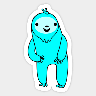 Excited Light Blue Sloth Sticker